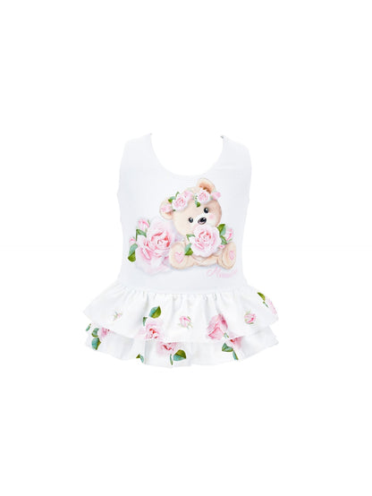 One-piece swimsuit with bud print