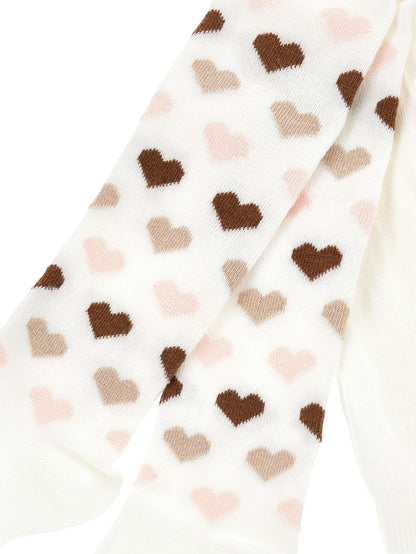 Warm cotton tights with hearts