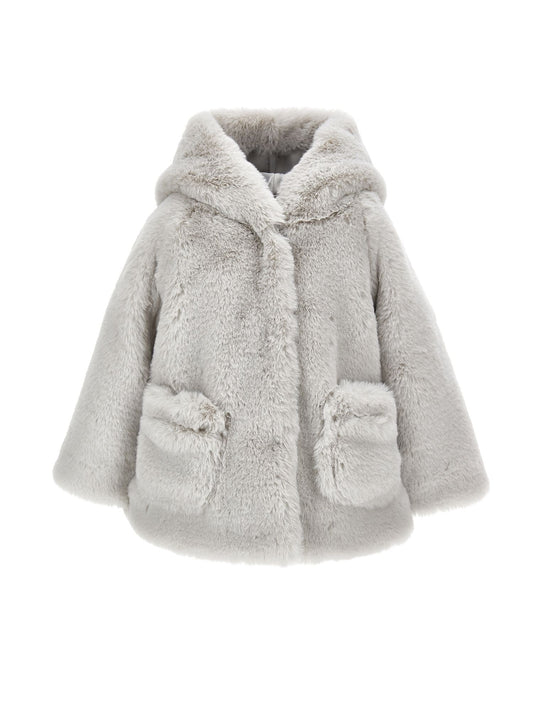 Plush coat with hood
