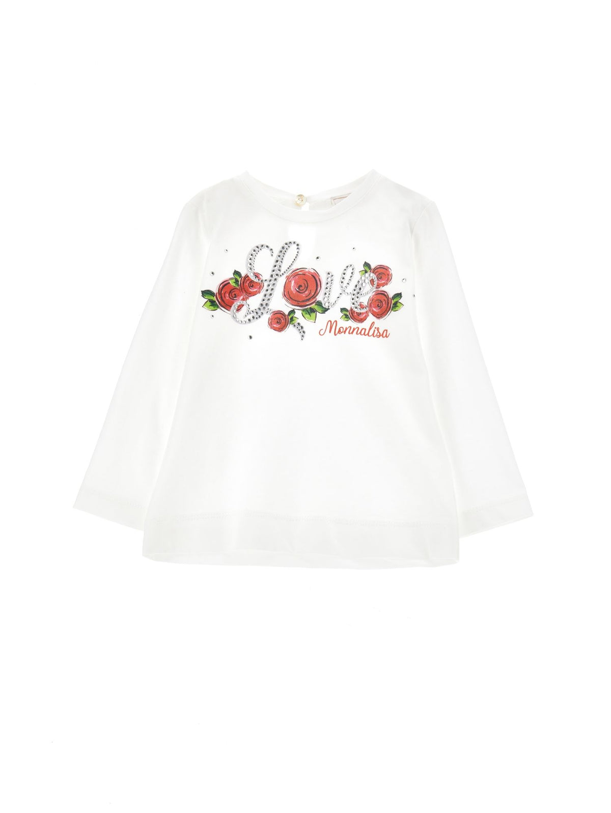 Jersey t shirt with pink rhinestone print