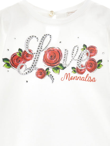 Jersey t shirt with pink rhinestone print