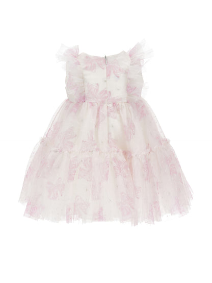 Tulle dress with bow print