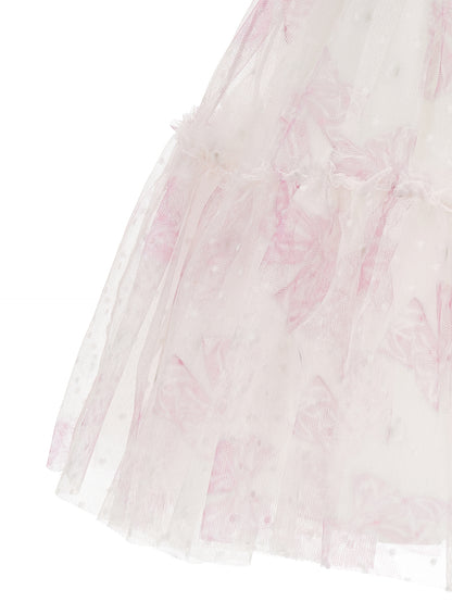 Tulle dress with bow print
