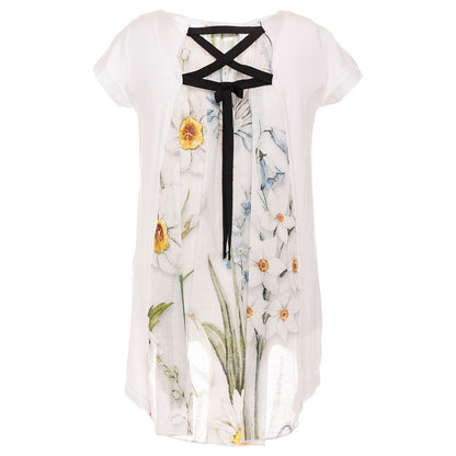 T-shirt svasata inserto fiori