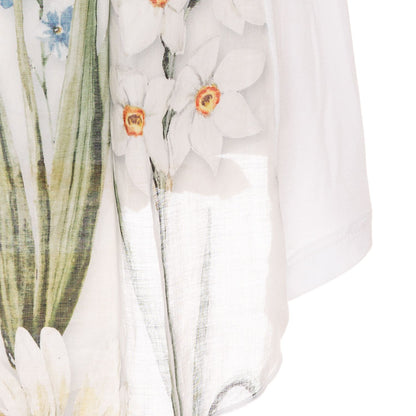 T-shirt svasata inserto fiori