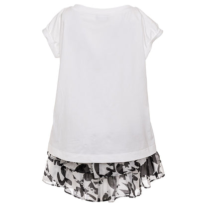 Dress with printed flounce