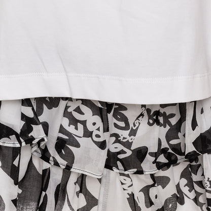 Dress with printed flounce