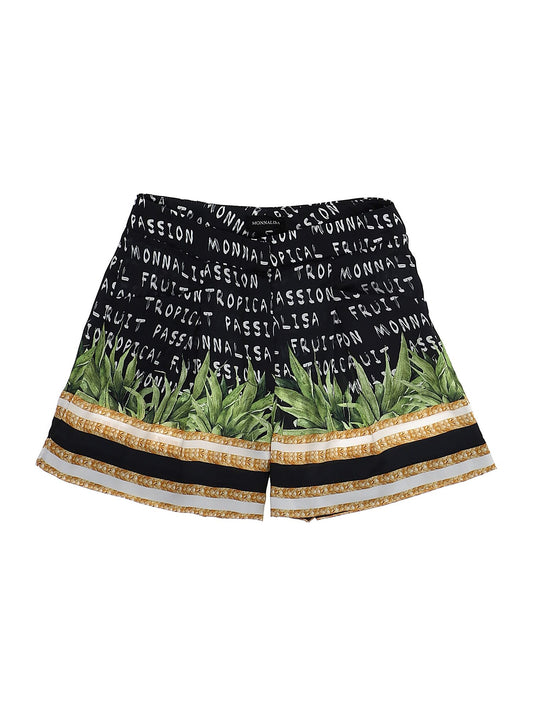 Printed satin shorts