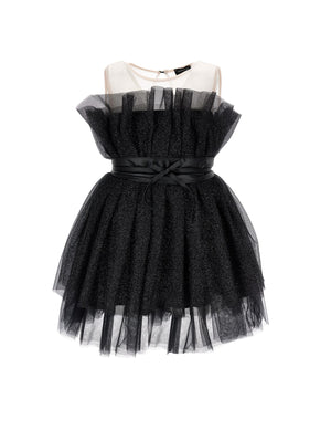 Abito tulle lurex con cintura