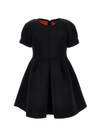 Neoprene dress with pleats