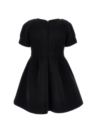 Neoprene dress with pleats