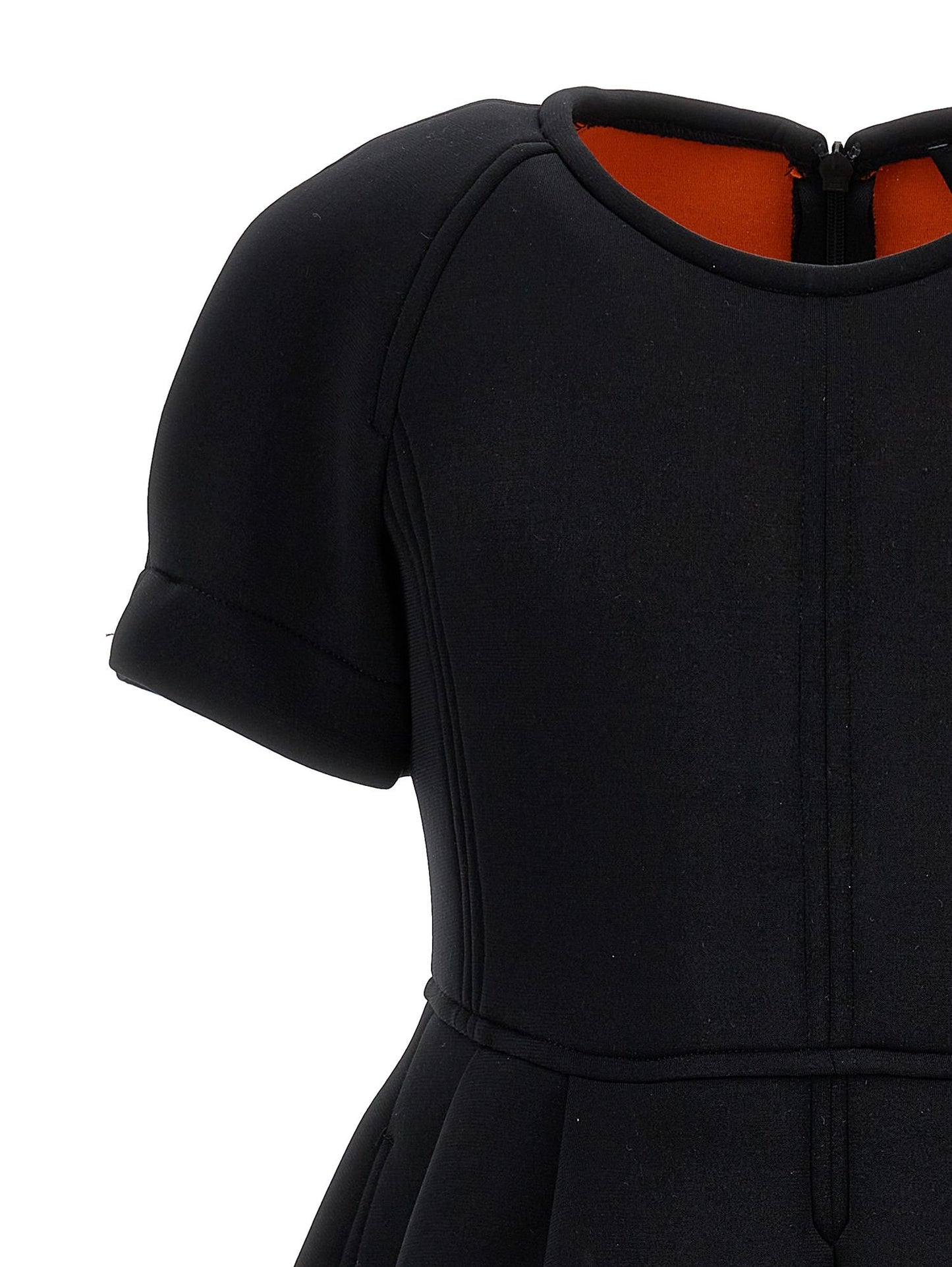 Neoprene dress with pleats