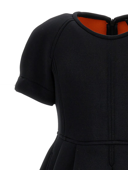 Neoprene dress with pleats
