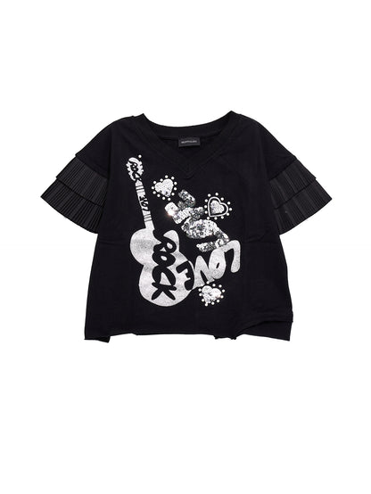 T-shirt plissé e paillettes