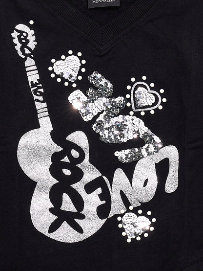 T-shirt plissé e paillettes