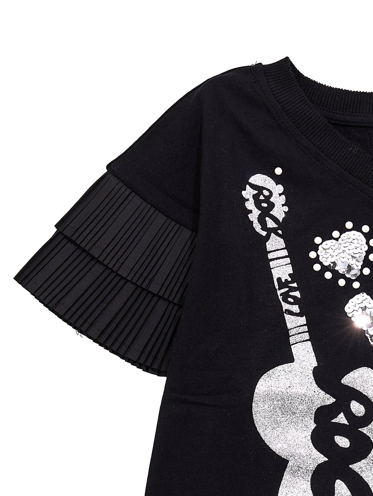 T-shirt plissé e paillettes