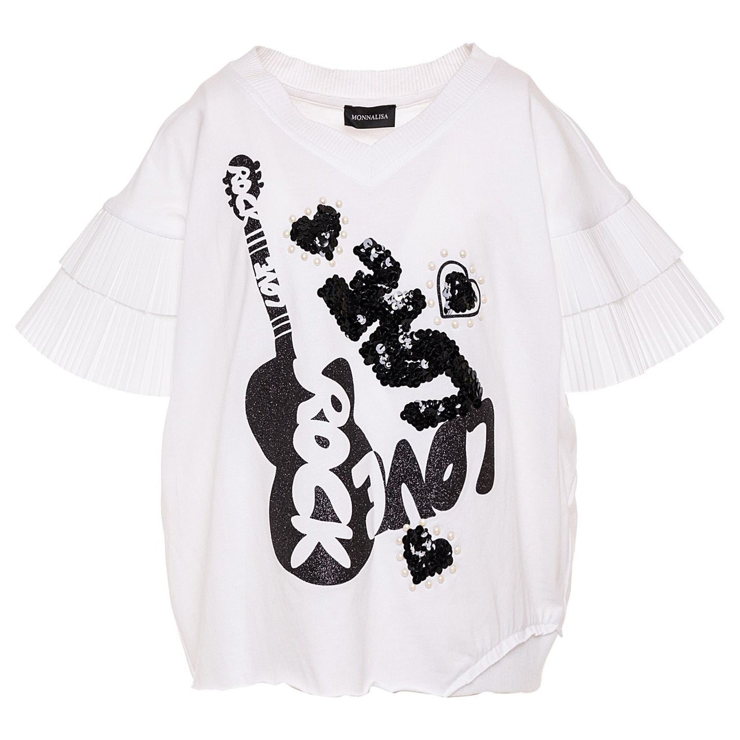 T-shirt plissé e paillettes
