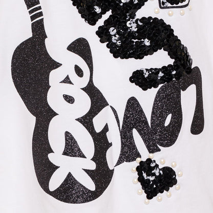 T-shirt plissé e paillettes