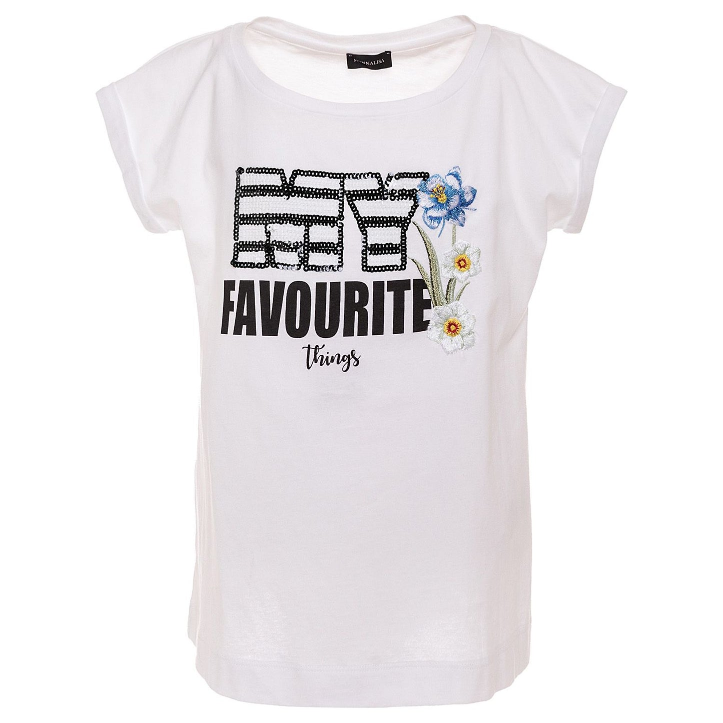T-shirt with embroidery and sequins