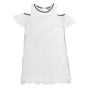 Lace dress with sequin bands
