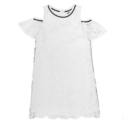 Lace dress with sequin bands