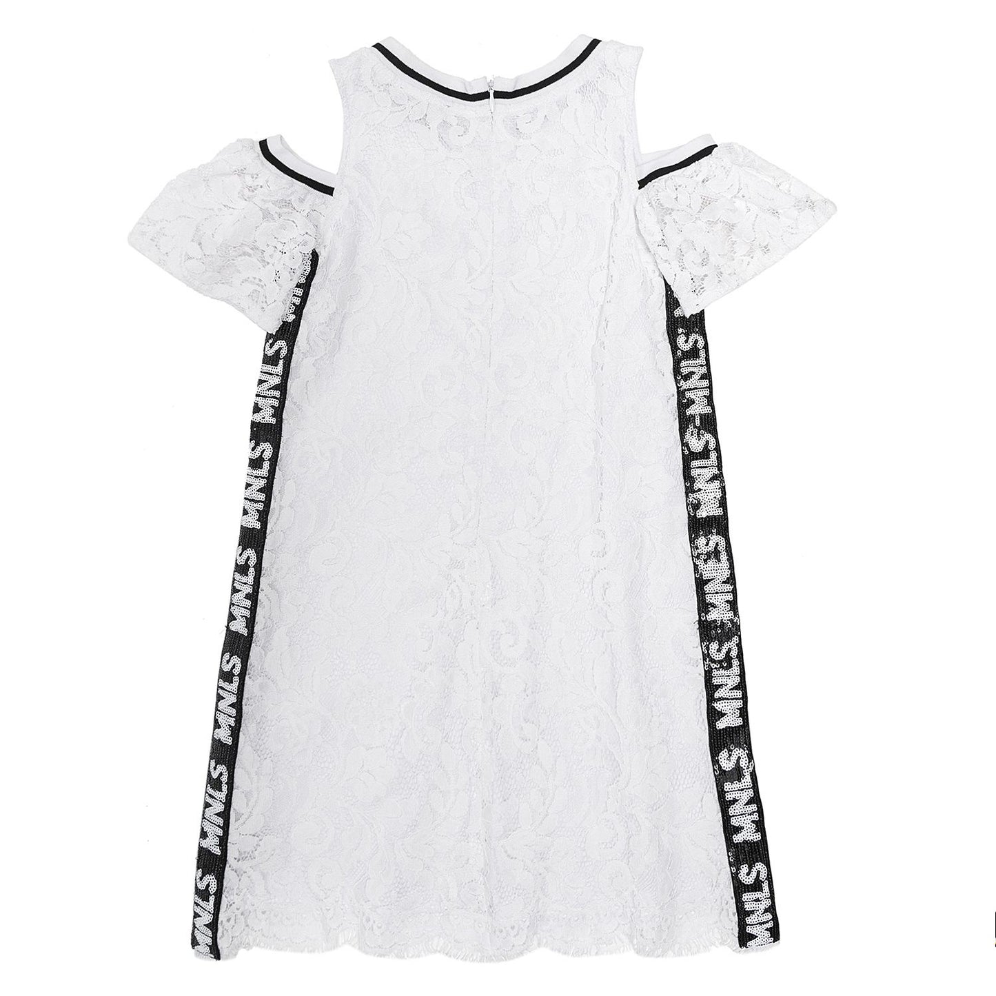Lace dress with sequin bands