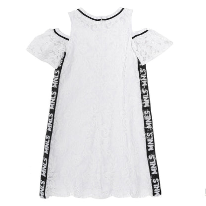 Lace dress with sequin bands