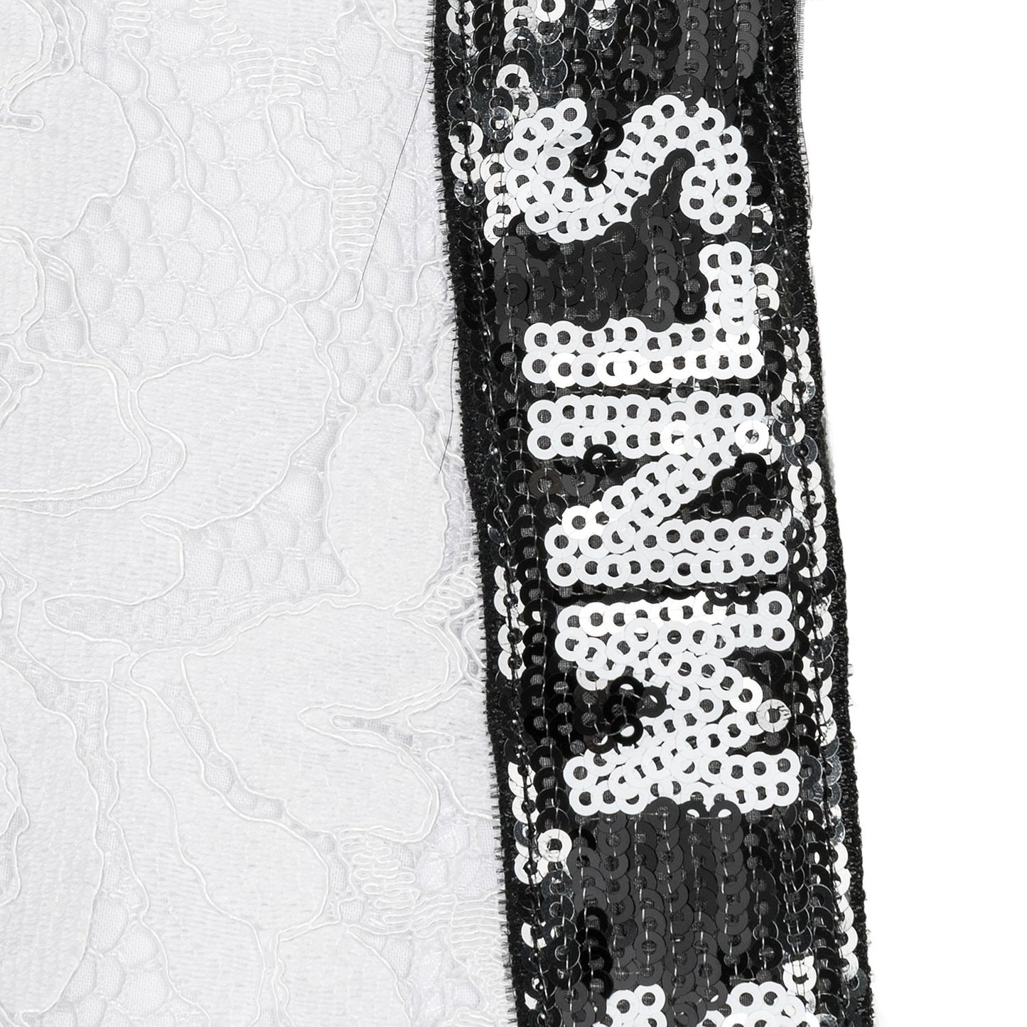 Lace dress with sequin bands
