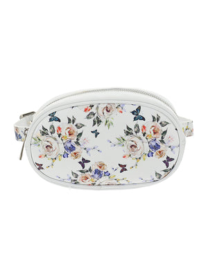 Leather bum bag with print
