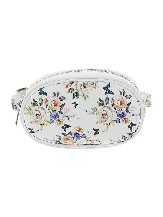 Leather bum bag with print