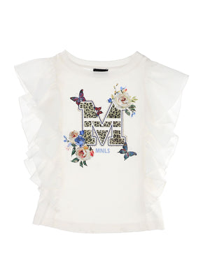 Jersey T-shirt with ruffles