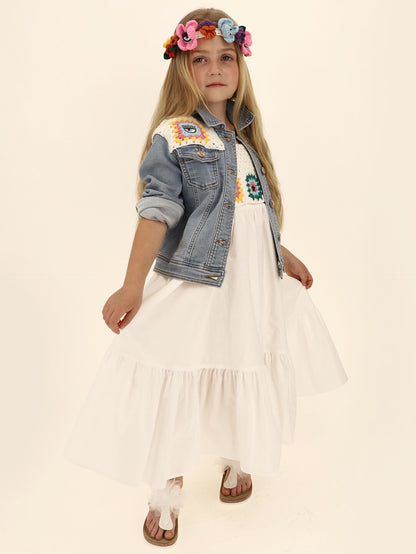 Cotton linen crochet dress