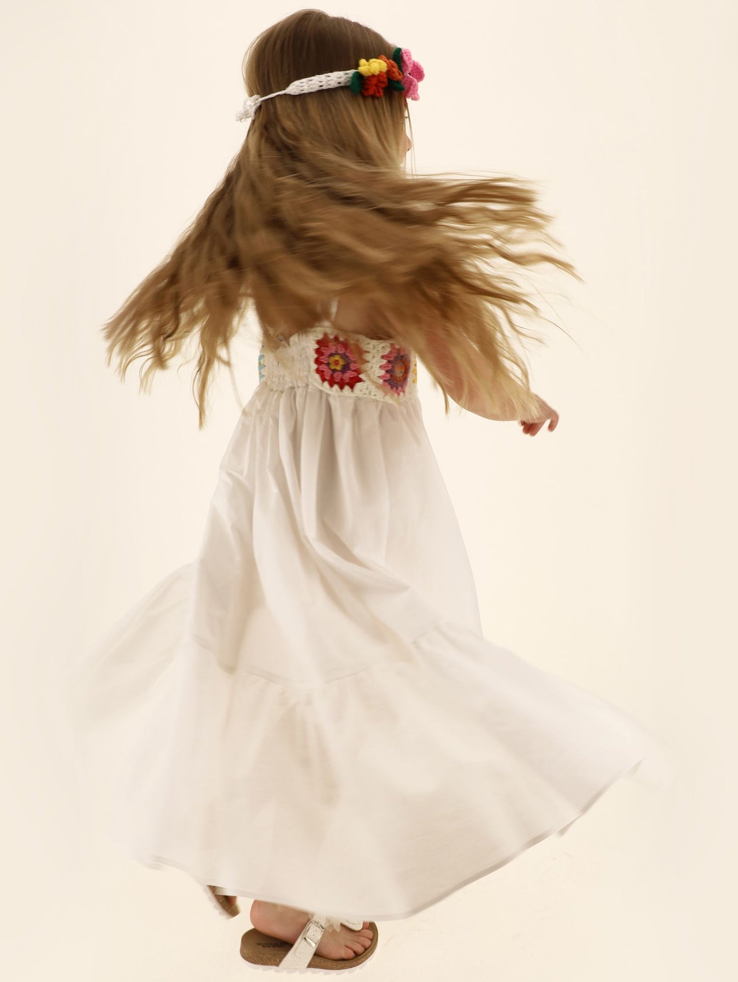 Cotton linen crochet dress