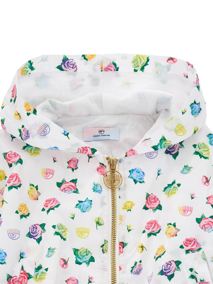 Cortavientos con estampado de rosas