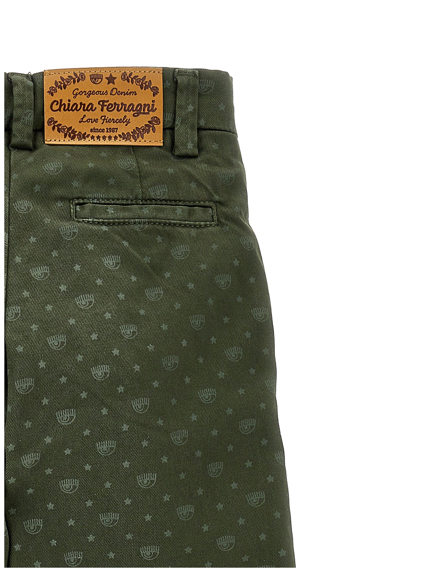 Embroidered drill trousers