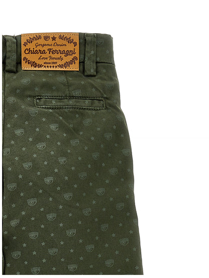 Embroidered drill trousers