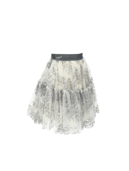 Flock tulle skirt