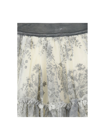 Flock tulle skirt