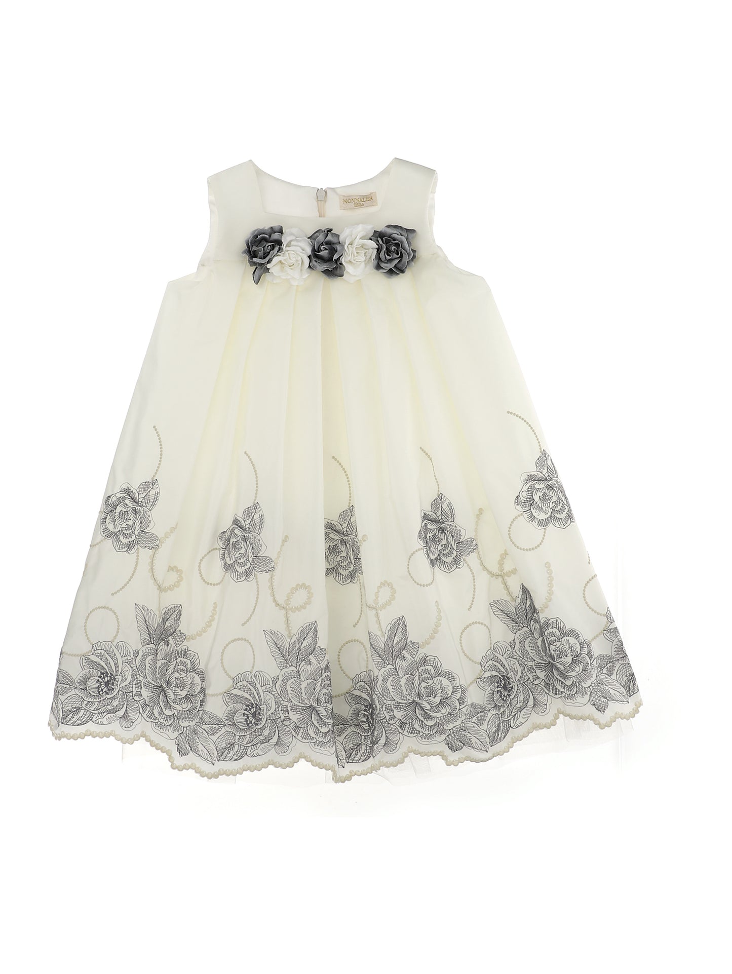 Embroidered taffeta dress