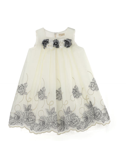 Embroidered taffeta dress