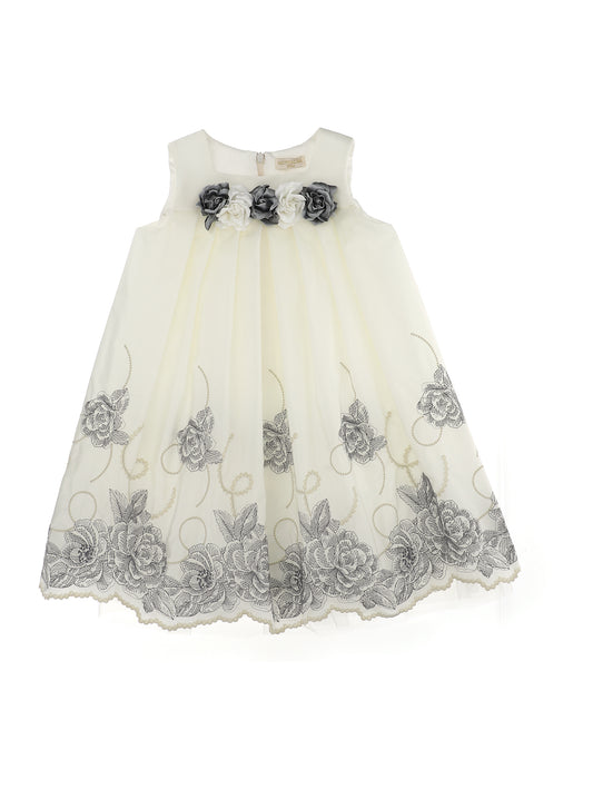 Embroidered taffeta dress