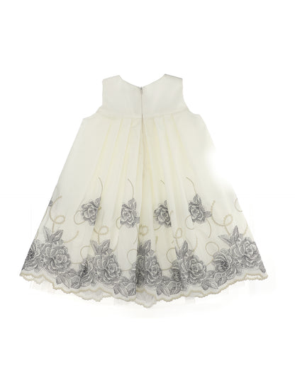 Embroidered taffeta dress