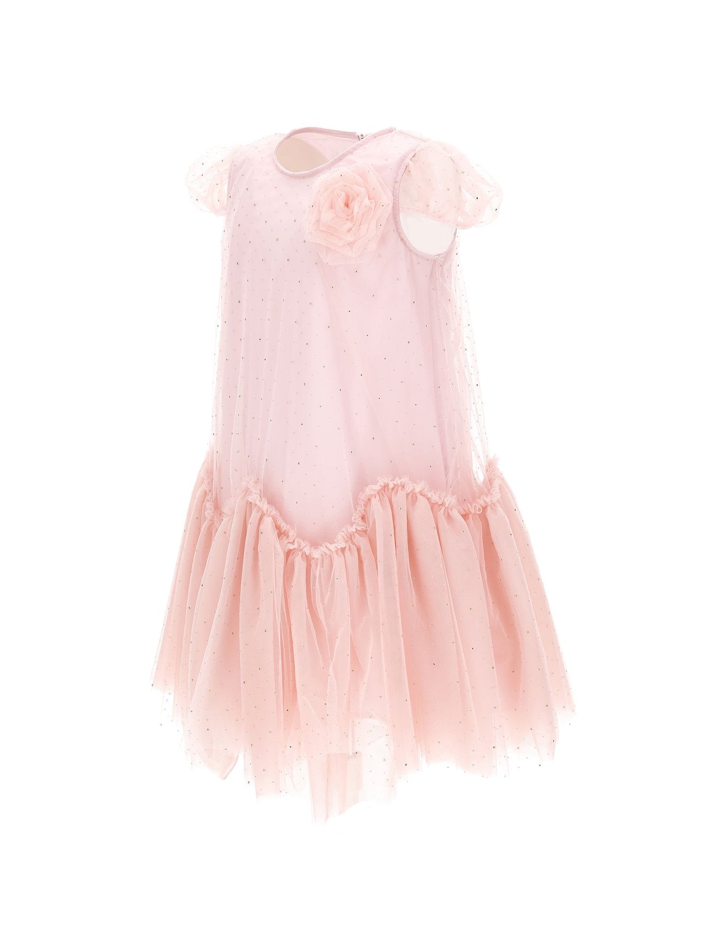 Tulle dress with spire ruffles