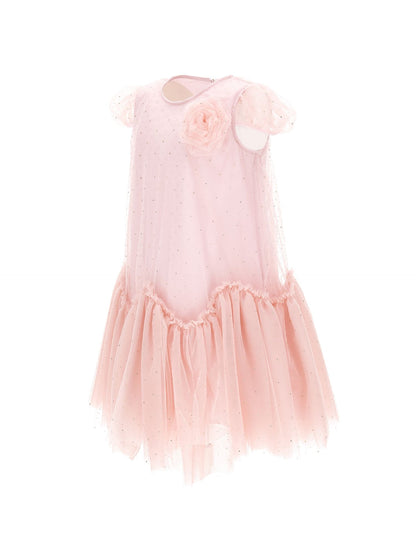 Tulle dress with spire ruffles