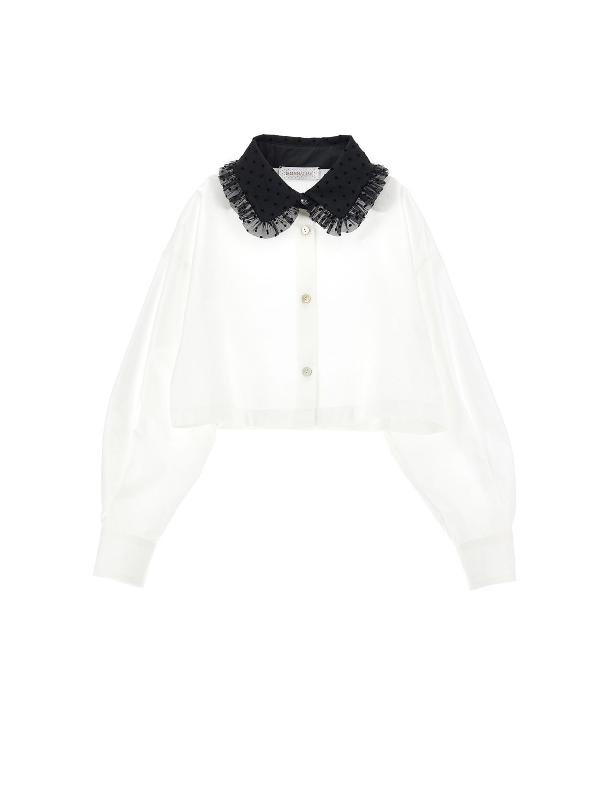 Cropped shirt with velvet collar