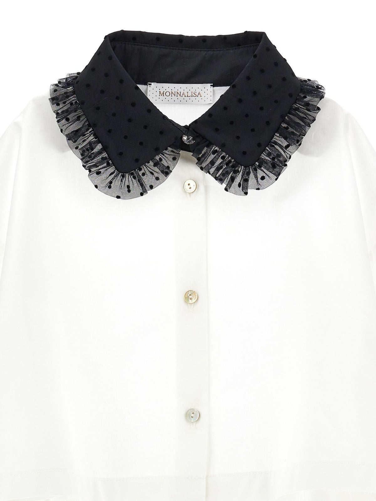 Cropped shirt with velvet collar