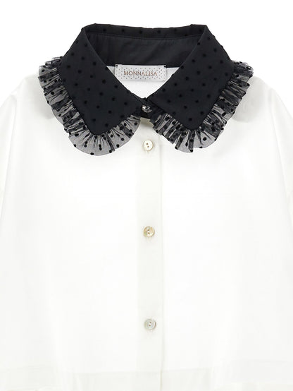 Cropped shirt with velvet collar