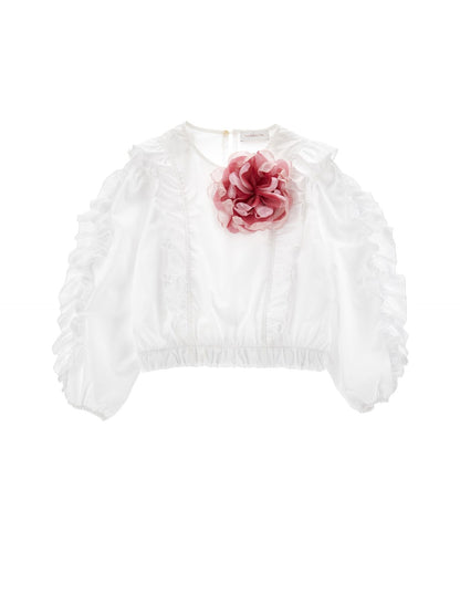 Top popeline con maxirosa