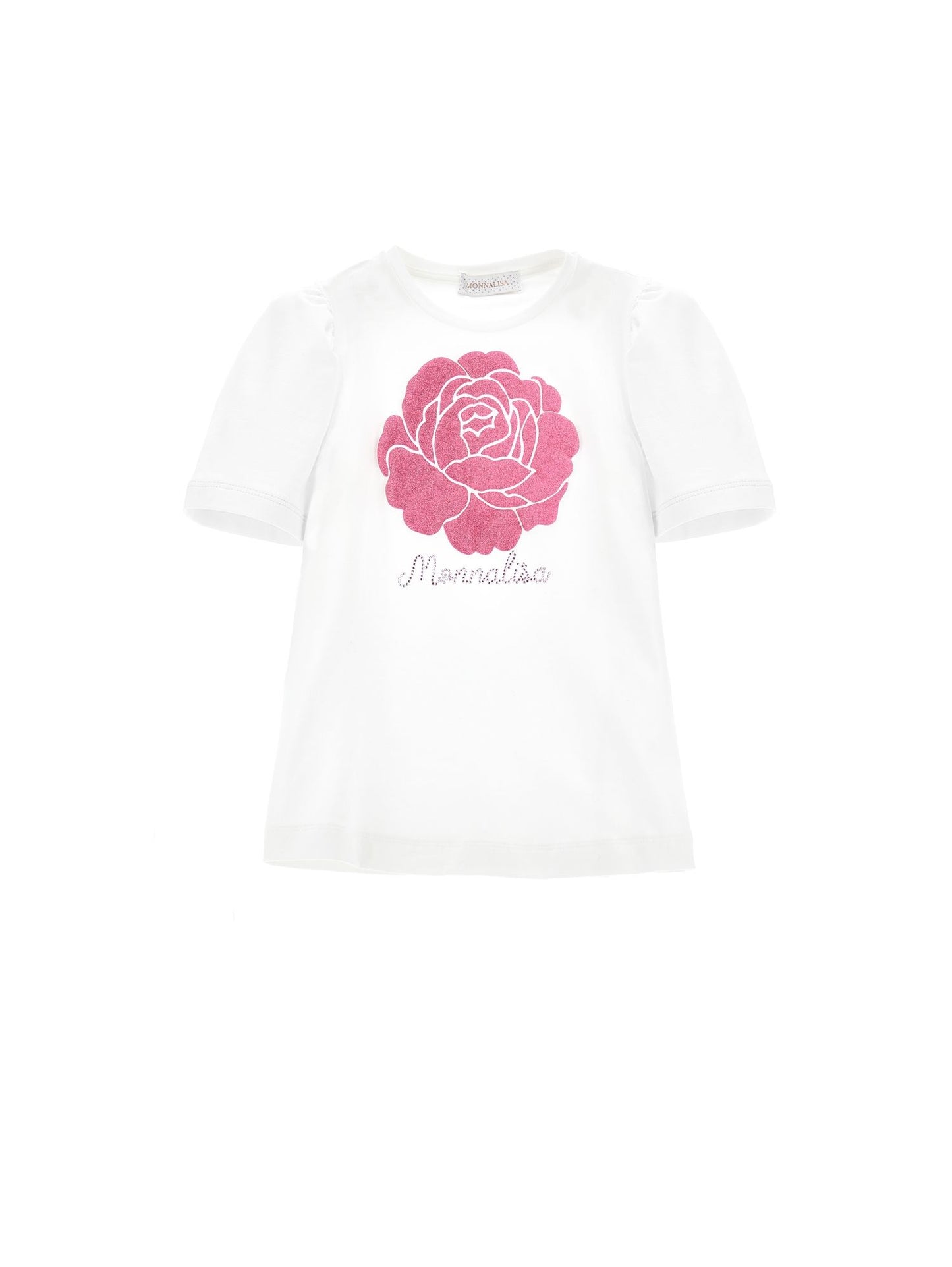T-shirt con rosa glitter