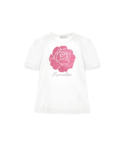T-shirt con rosa glitter